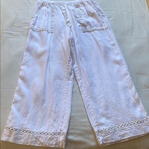 Joie wide leg linen Goucho culotte pants white size large